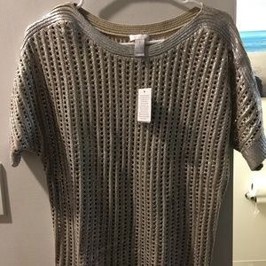 Chicos Crochet Top 100% Cotton Silver